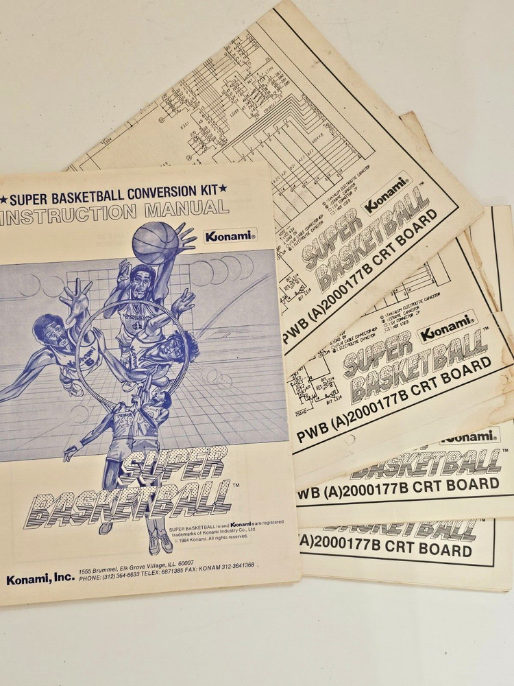 KONAMI SUPER BASKETBALL VIDEO GAME CONVERSION KIT INSTRUCTION MANUAL SCHEMATICS