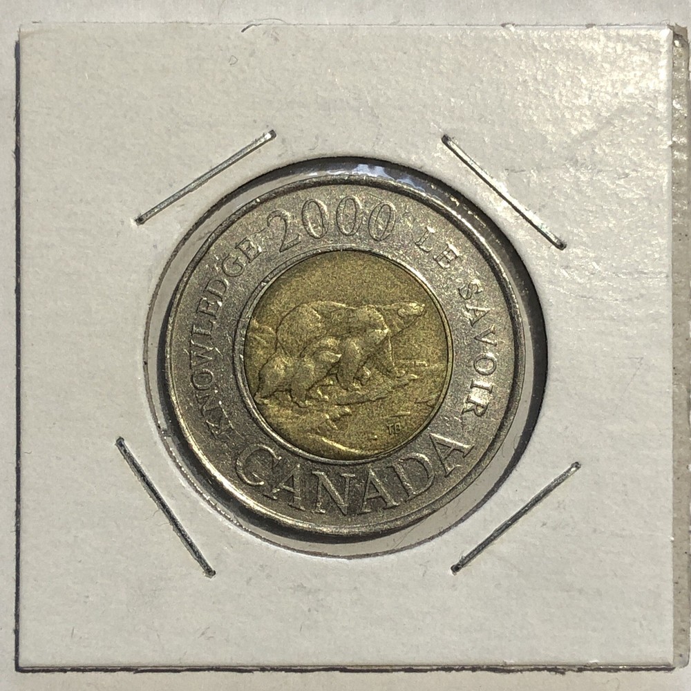 2000 Polar Bear Canada $2 Dollars Knowledge Toonie - Circulated