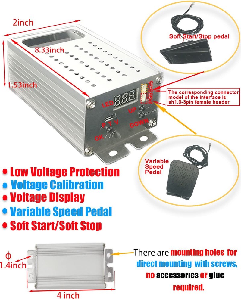 PWM 0-30s Soft Start/Soft Stop Variable Speed DC Motor Speed Controller Batte...