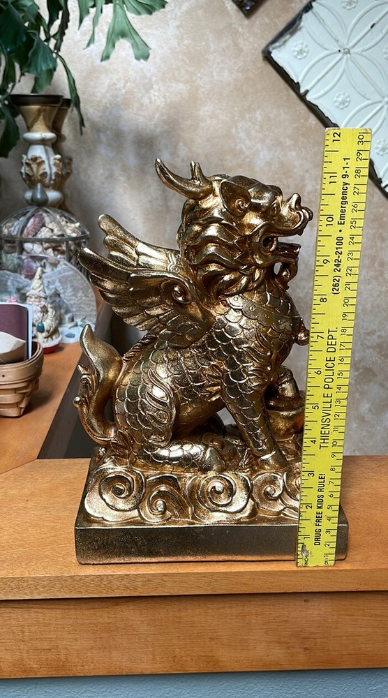 Gold Tone Winged Dragon Foo