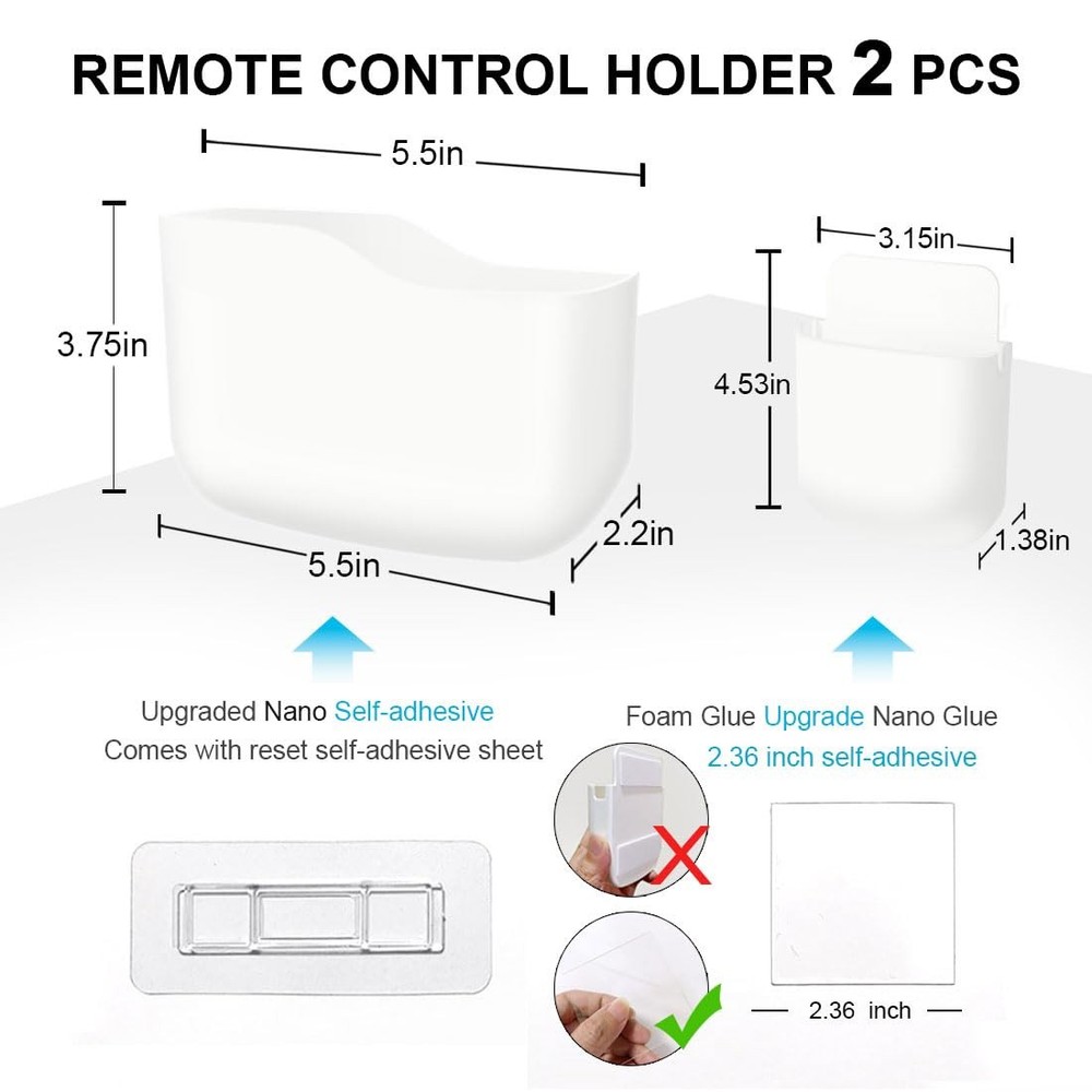 Remote Control Holder Wall Mount Set, Office Supplies Supply Organizer, Bedside