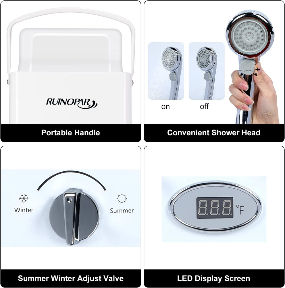 Portable Water Heater Propane Tankless - 6L 1.58GPM RV on Demand Hot Gas Outdoor