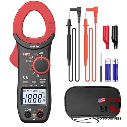 Digital Clamp Meter, Multimeter with Auto Range NCV TRMS, 600A AC 2000 Counts