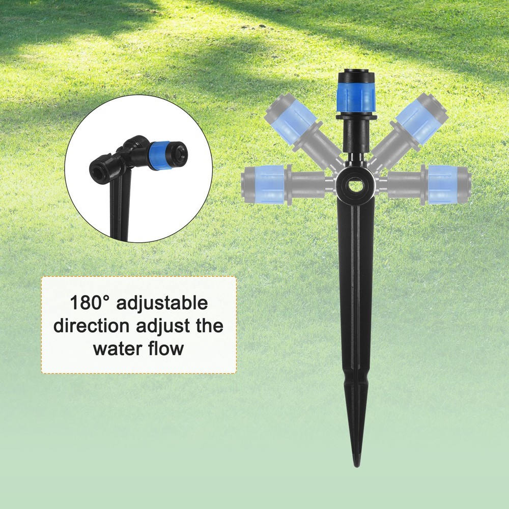 24-Pack Drip Irrigation Emitters, Adjustable 360 Degree Drippers, Blue