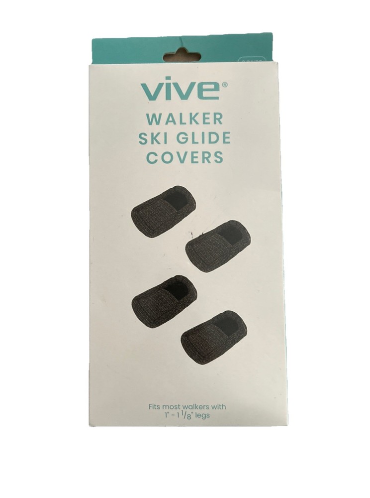 Vive Walker Ski Glide Covers 4 PCS - Heavy Duty Removable Padded Replacement...