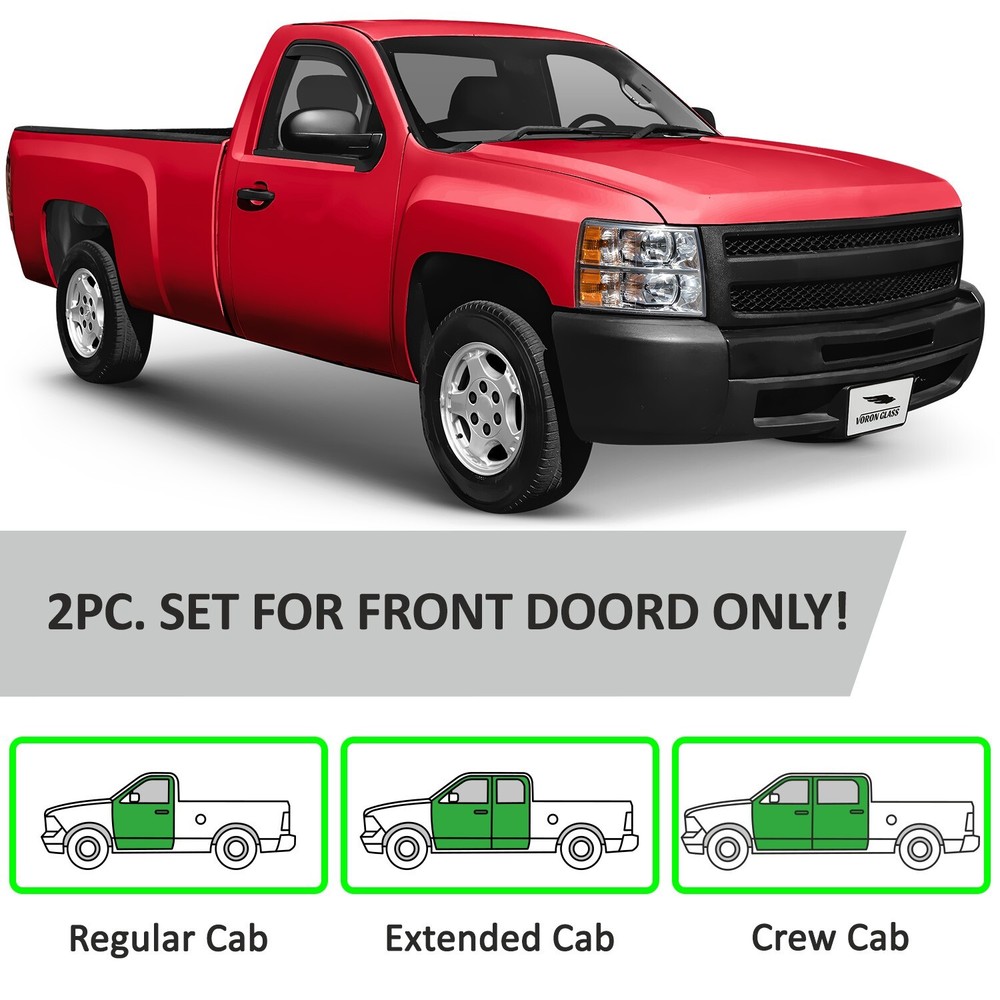 Sun Rain Visors Wind Rain Guards for 2007-2013 Chevy Silverado Regular Cab