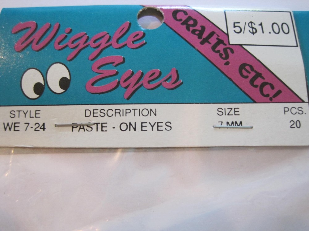 Wiggle Eyes 7 MM 10 MM Colored NOS