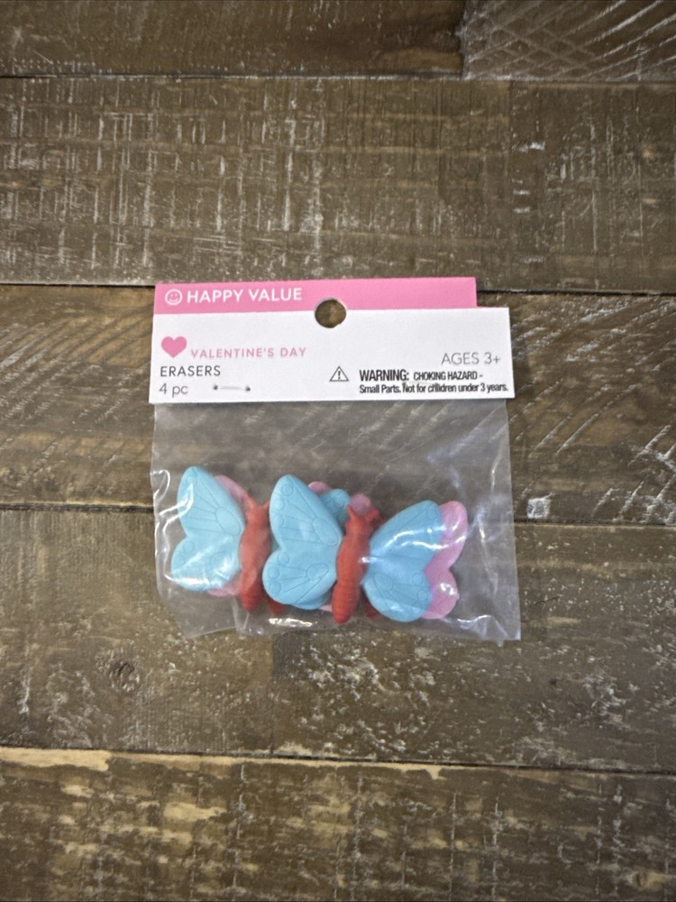 Happy Value Valentines Day Erasers 4 Count