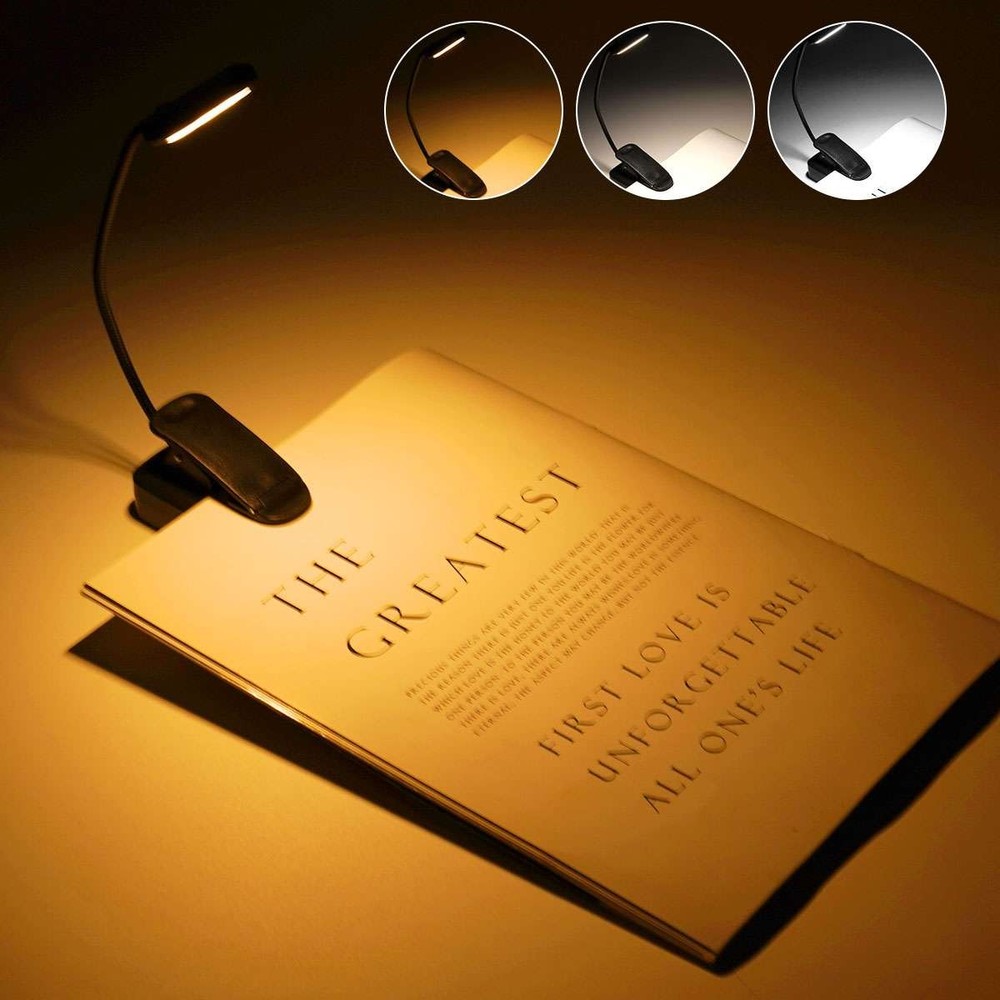 Flexible Rechargeable LED Book Light With 3 Light Modes Easy Clip Reading Lamp