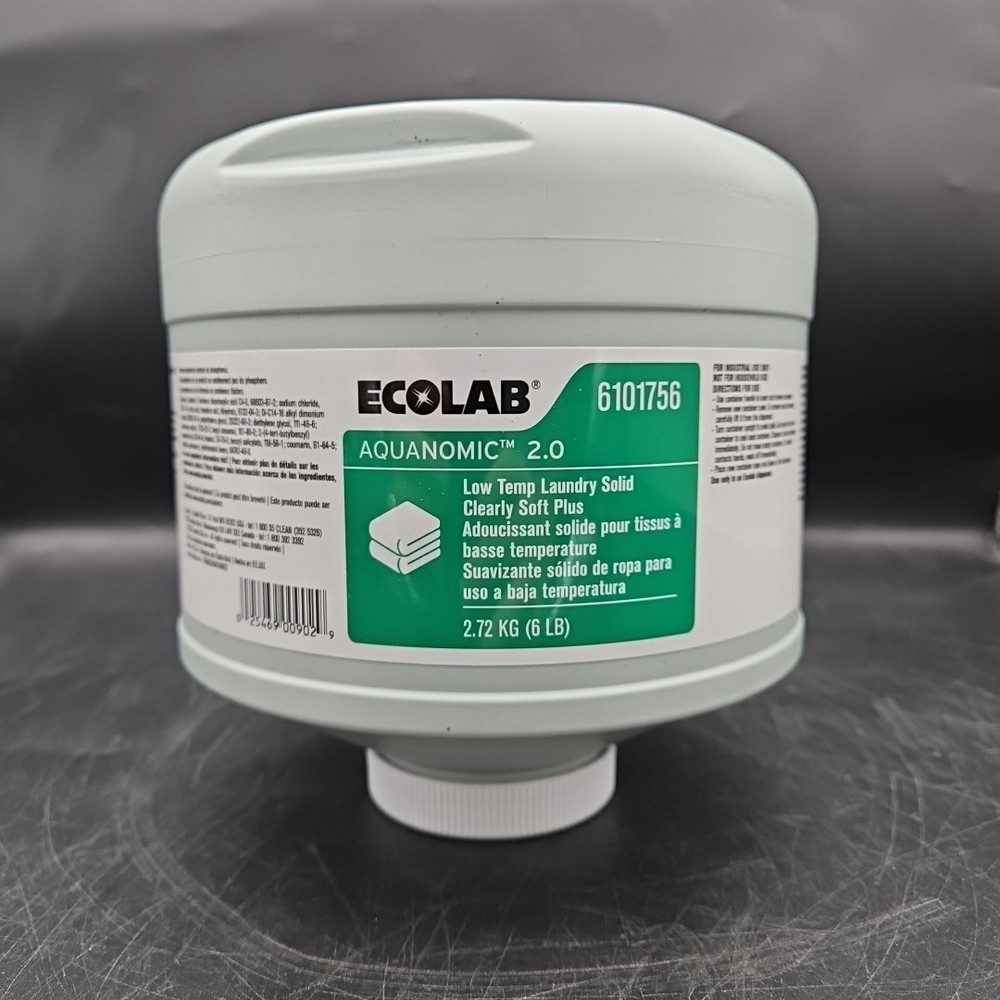 Ecolab 6101756 Aquanomic 2.0 Low Temp Laundry Solid Clearly Soft Plus 6 LB