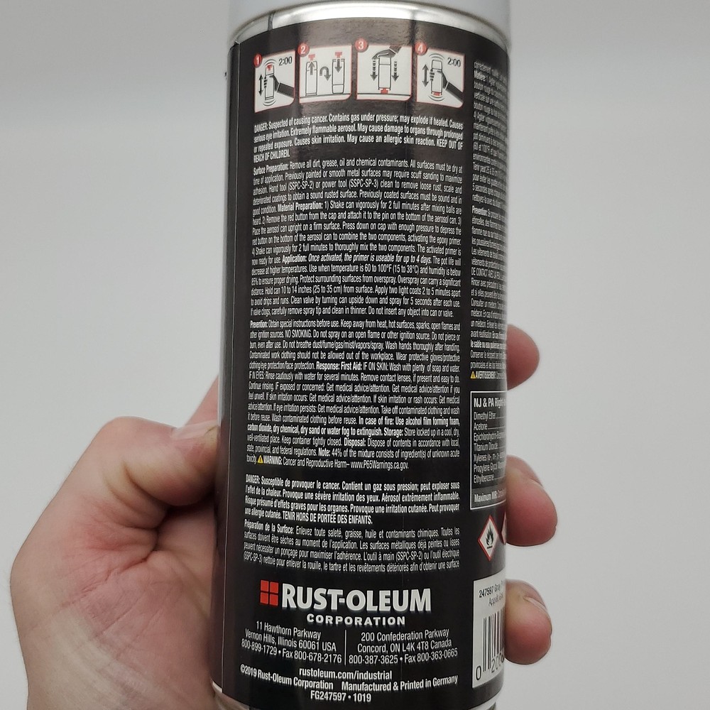 Rust-Oleum 2K Epoxy Spray Primer Gray 2 Component Epoxy Primer 13.2 oz