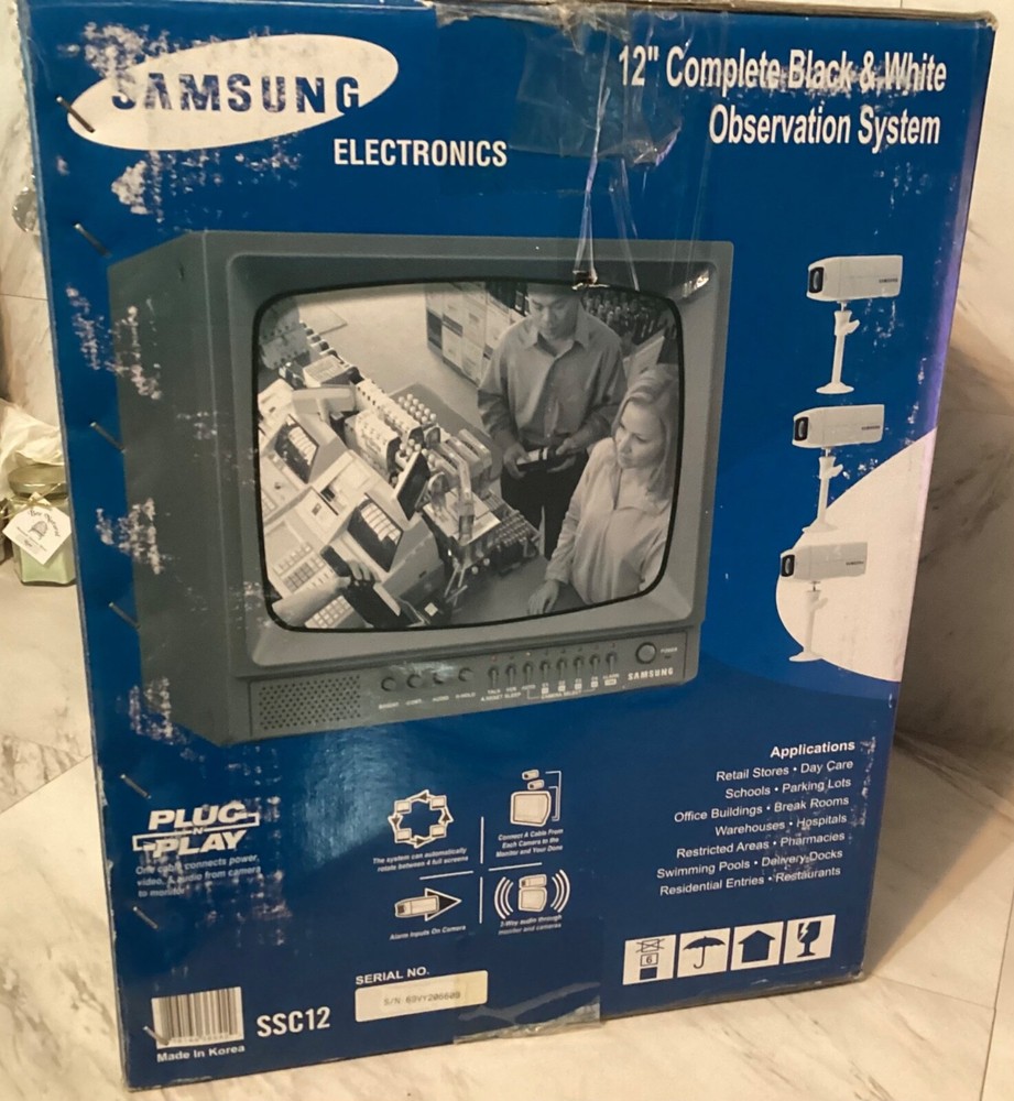 Samsung SSC12 12" B&W Observation Security System 3x Cams -NEW-