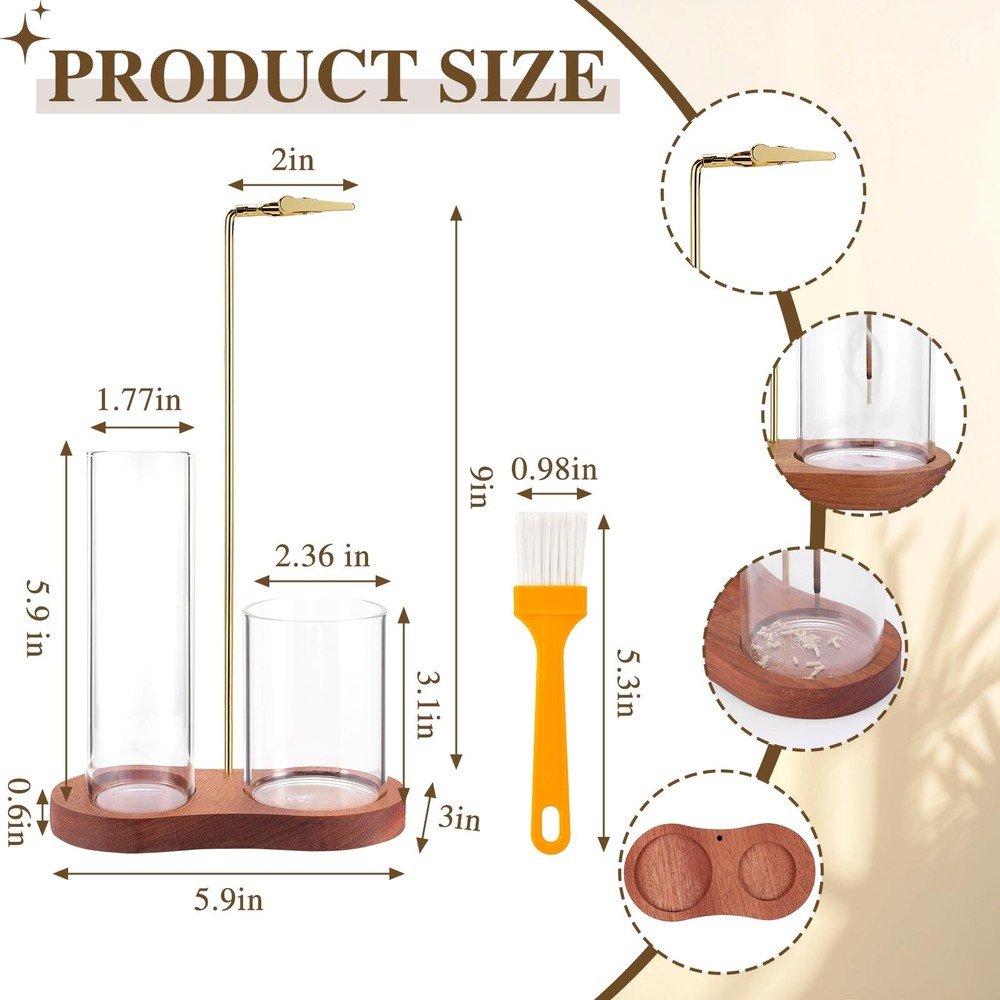 Incense Holder for Sticks, 2 in 1 Stick 2 PACK, Nut-brown