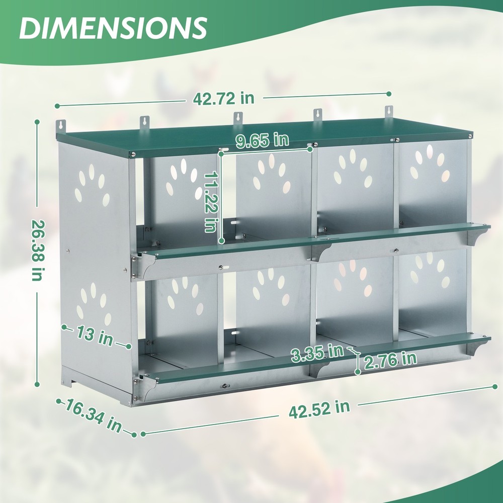 EAGLE PEAK 8-Hole Wall Mounted Chicken Nesting Box Laying Box for Chicken Coops