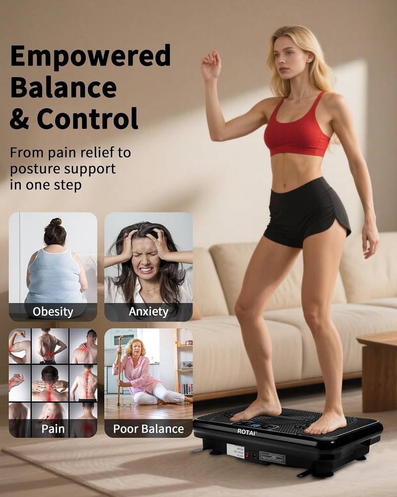 Vibration Plate Exercise Machine, for Lymphatic Bright Black