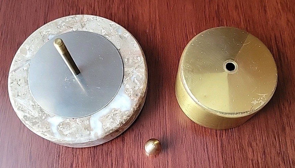 Vintage Brass Postage Stamp Roll Holder With Heavy Marble Base