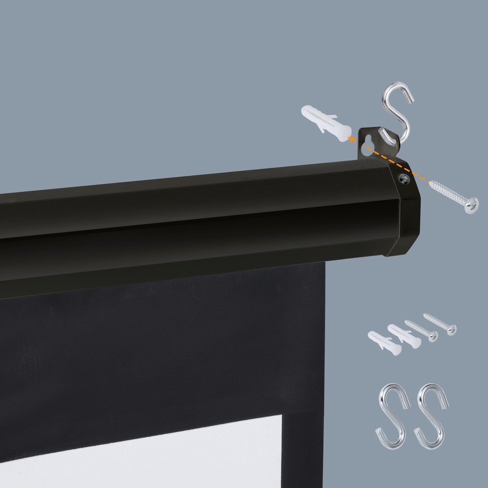 Projection Screen 100 Inch 16:9 Pull Down Projector Screen for Home Party Black