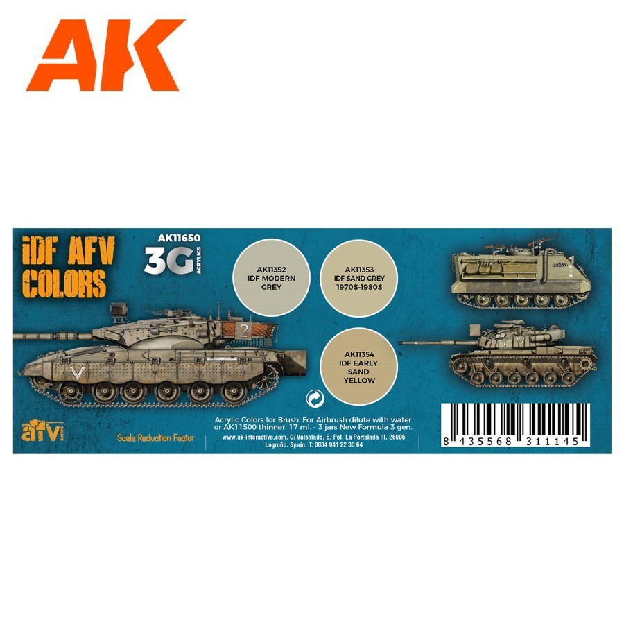AK Interactive: IDF AFV Colors - Acrylic Paint Set - AK11650