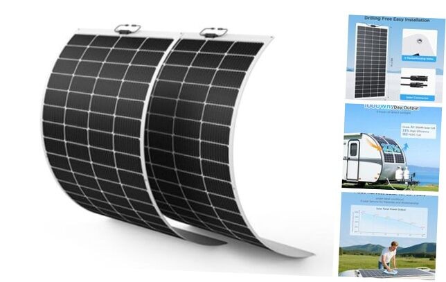400W Flexible Solar Panel Set (2x200W), Cool-Running White Design, 200W (2PCS)