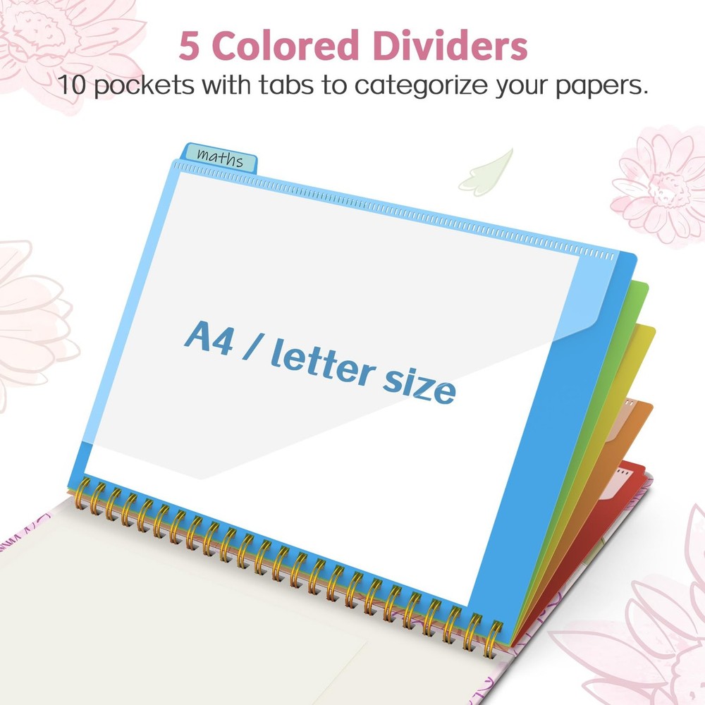 Clipboard Folio with Refillable Notepad, Folder with 10 Storage Pockets for L...