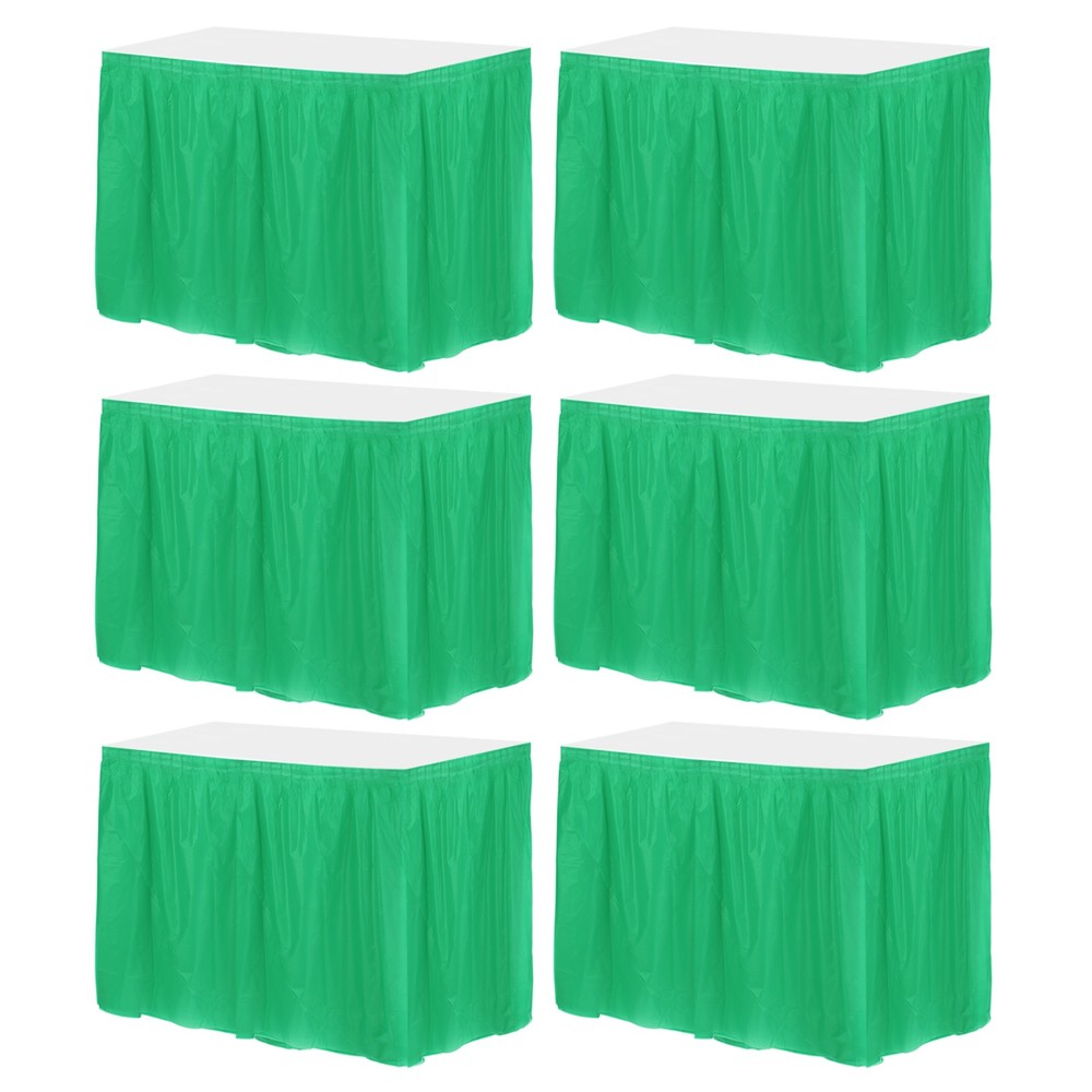 6 Pcs Dark Green Plastic Table Skirts 29 in x 14 ft for Rectangle Table