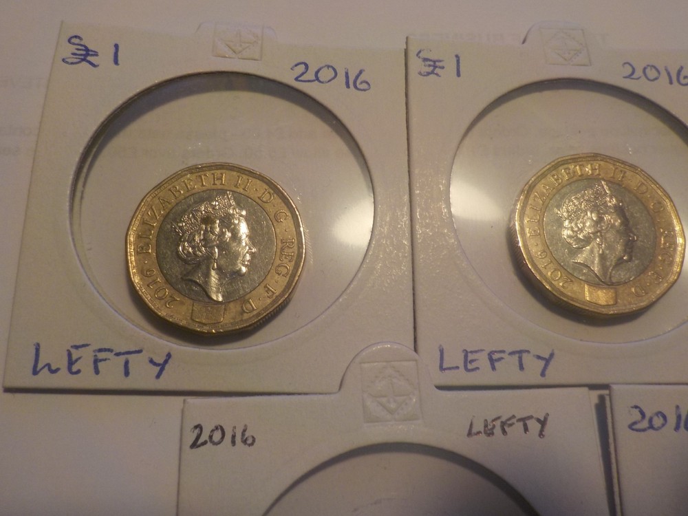5 X 2016 ONE POUND LEFTIES FROM CIRCULATION L@@@@K