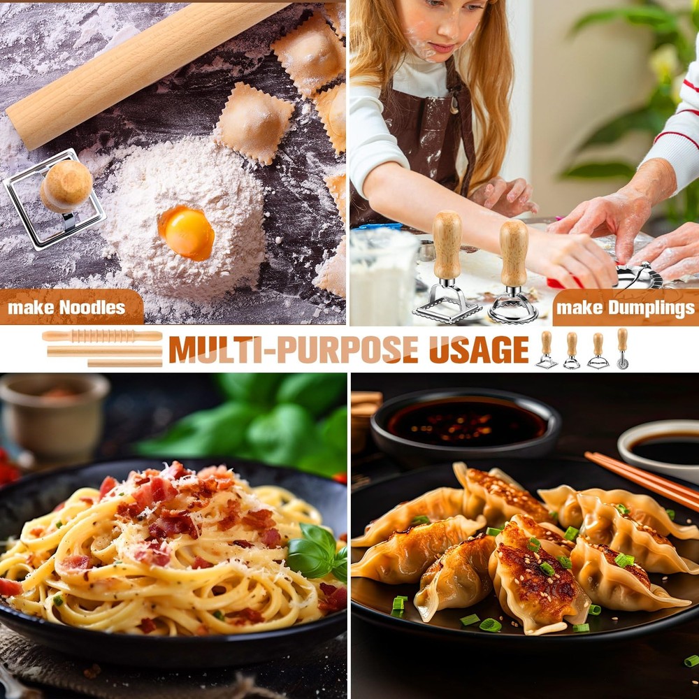 9 Pcs Gnocchi Pasta Making Tools kit - Standard size, burlywood