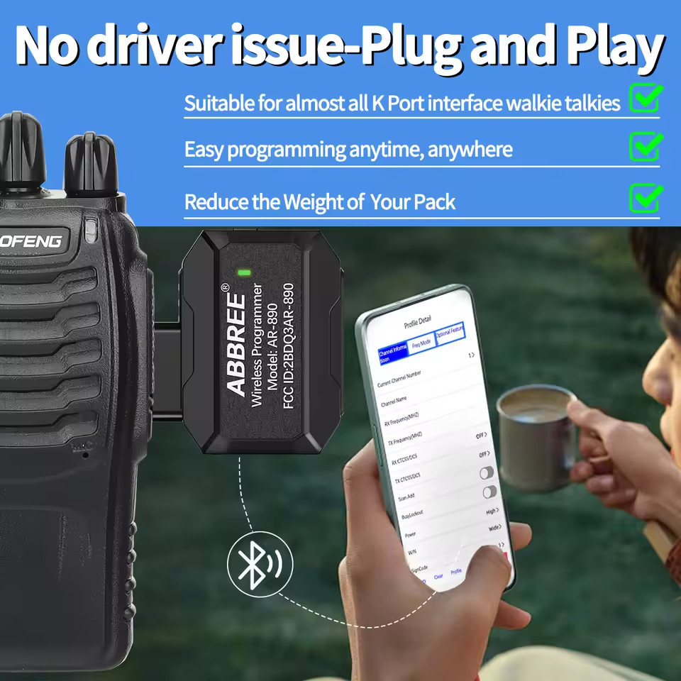 Ham Radio Wireless Programmer Adapter APP and PC Program for Baofeng UV-5R and M
