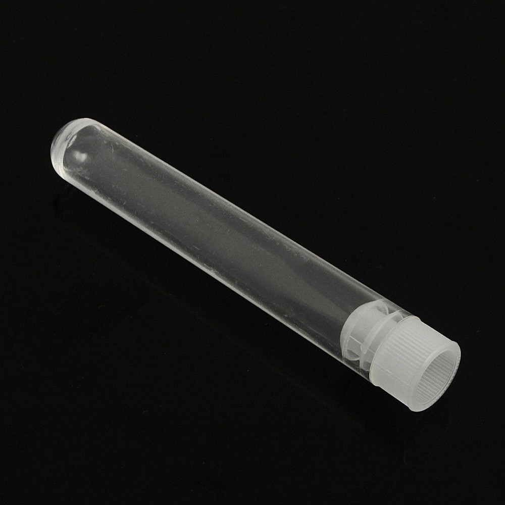 10PCS Clear Plastic Test Tubes Lab Teaching With White Stoppers Small Size