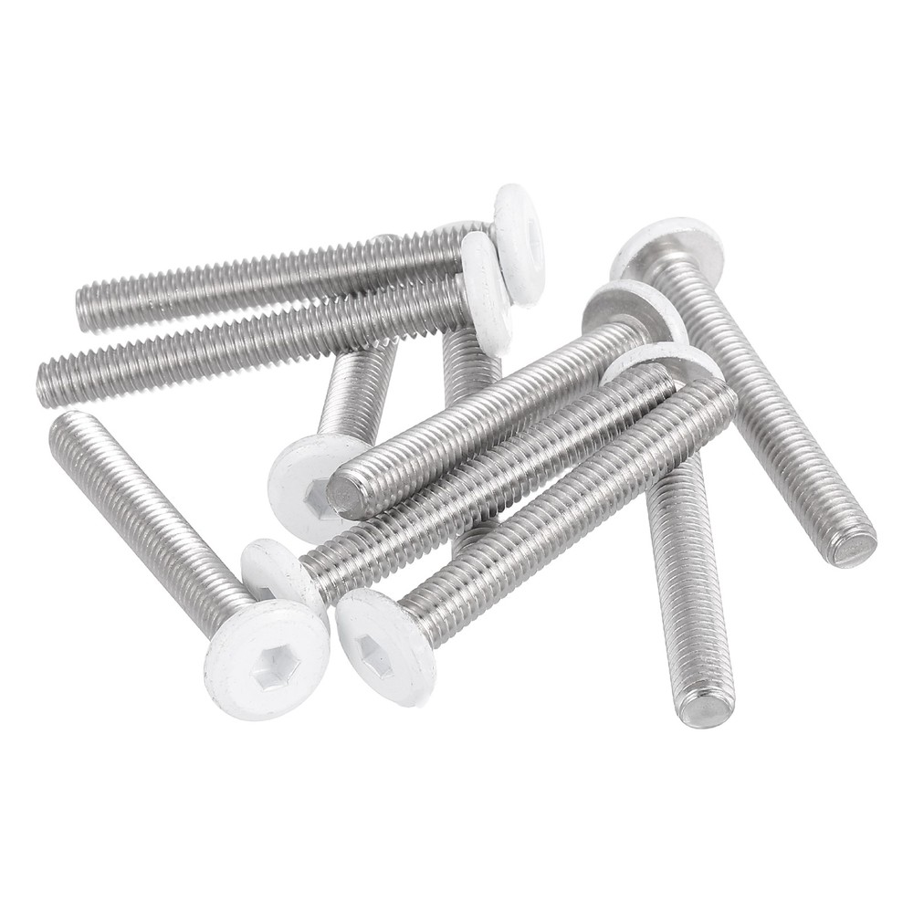 10 Pcs M6-1 x 45mm Button Head Hex Socket Head Screws, White