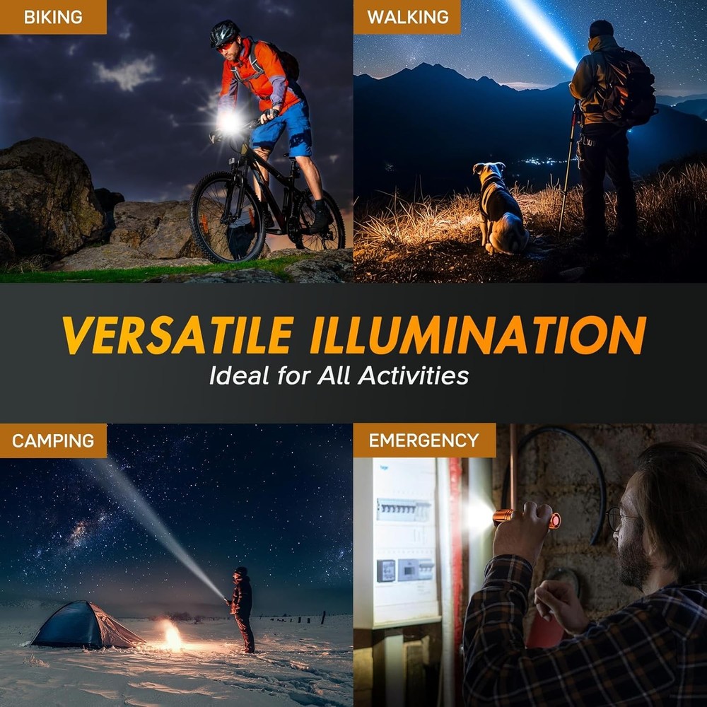 WdtPro LED Flashlight High Lumens SR2000 Pro, 2 Pack Brighter 2 Pack, Orange