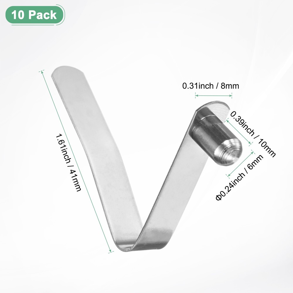 10-Pack Kayak Paddle Snap 6mmx41mm Solid Single Pin V Shaped Spring Steel