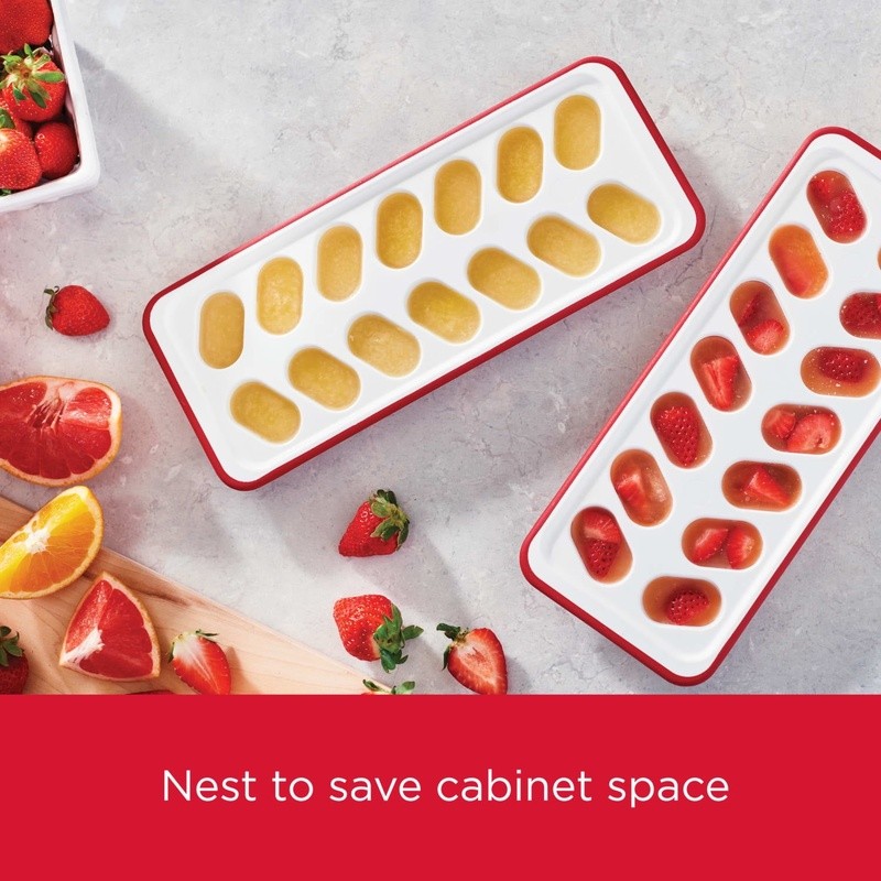 Flexible Ice Cube Tray BPA-Free Easy Release Sturdy Handles Nesting Design New