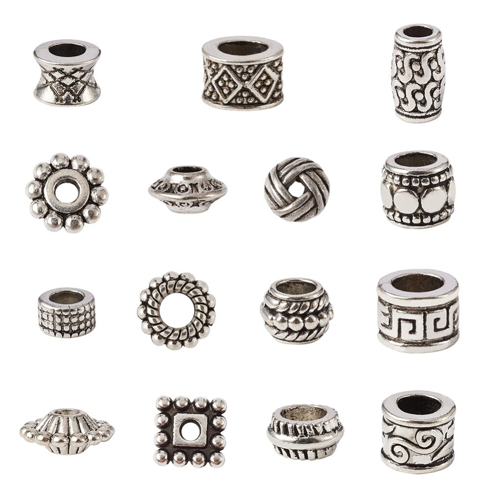 300 Piece Tibetan Style Alloy Dreadlock Beads Small and Medium Dreadlocks