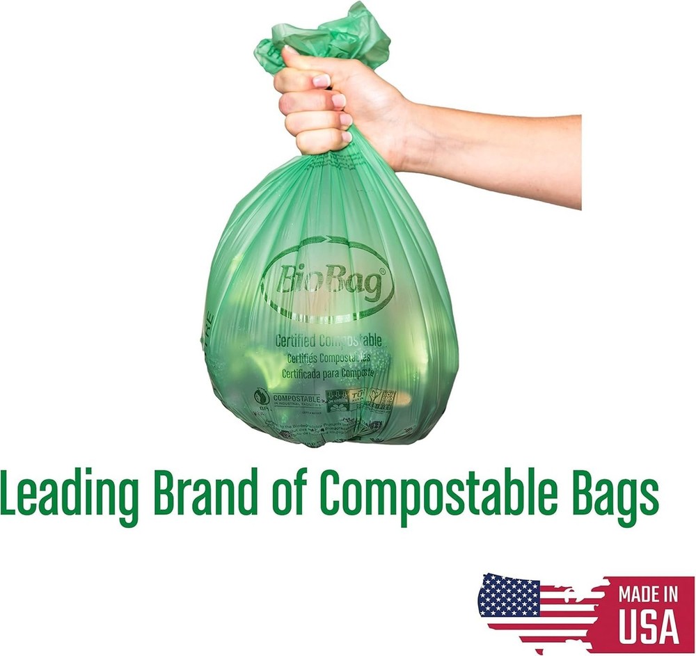 4 Gallon Compostable Trash Bags by BioBag, 75 Count, BPI Certified, Meets AST...