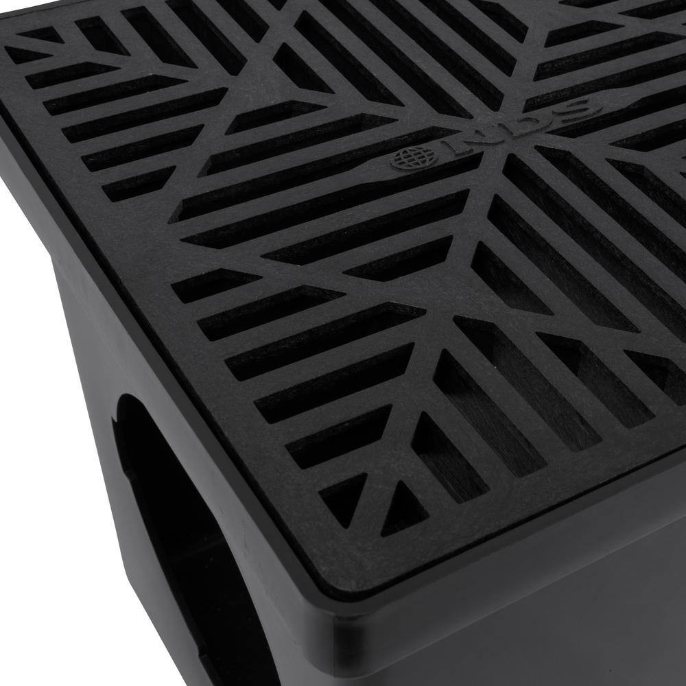 12 In. Square Catch Basin Drain Grate, Black Plastic