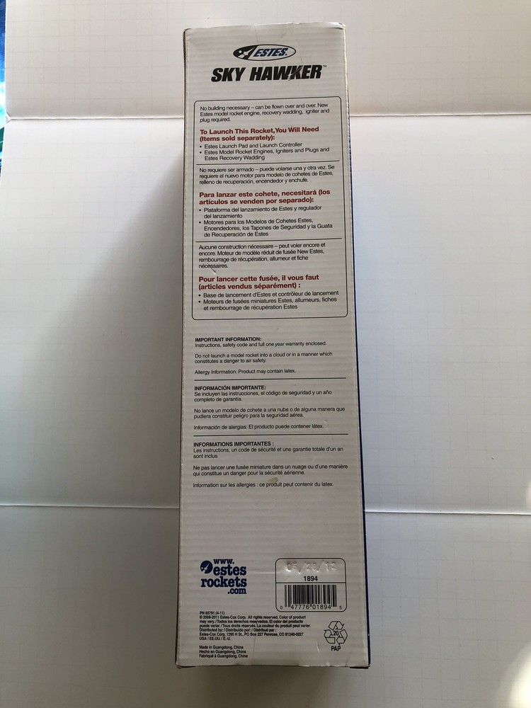 Estes Sky Hawker Model Rocket Kit (1894) New