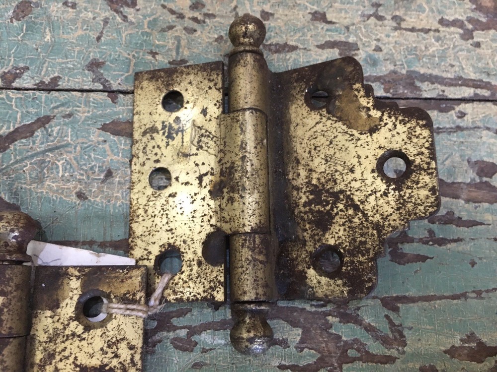 Antique 3 Inch Brass Plated Hinges