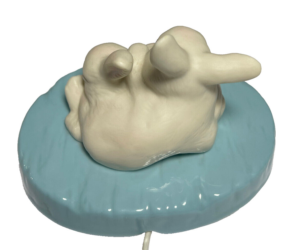 Ceramic Rabbits Night Light Blue White Easter Bunnies Signed Gloria NICE vintage