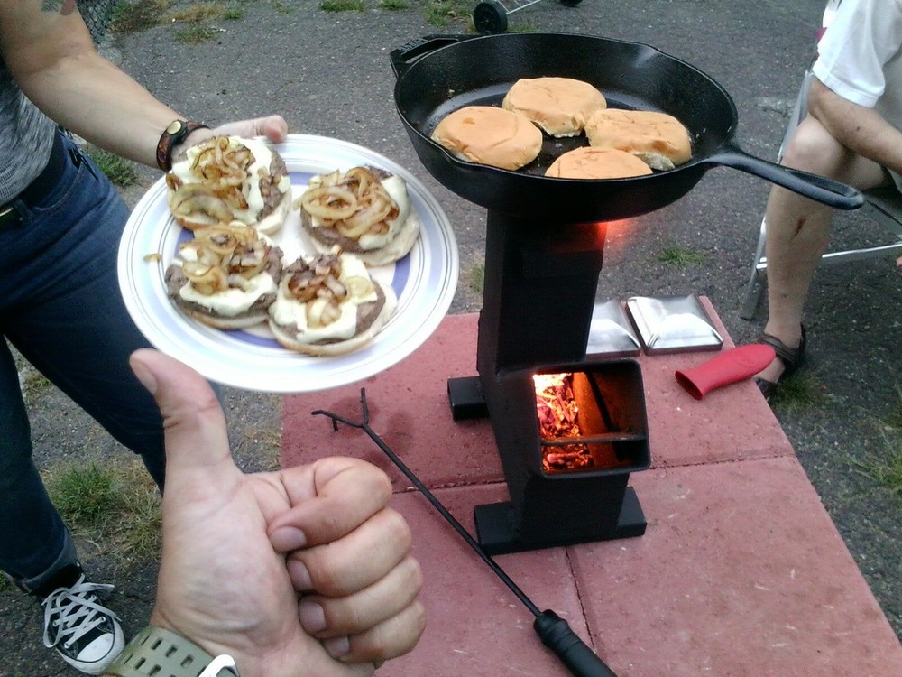 Gravity Feed Rocket Stove w/ caps by Outback Fabrications