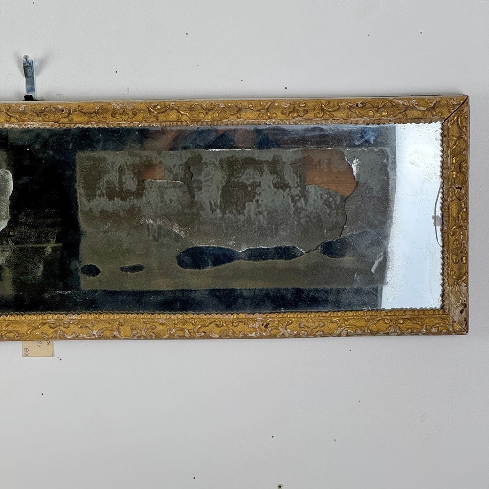 Antique Horizontal Long & Narrow Distressed Gilded Mirror