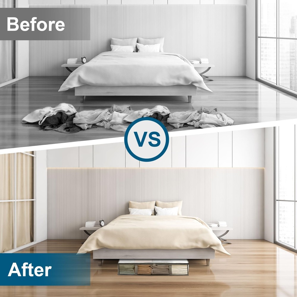 2 Pack Under Bed Storage Containers Bins, Humid-Proof Plastic Underbed Storag...