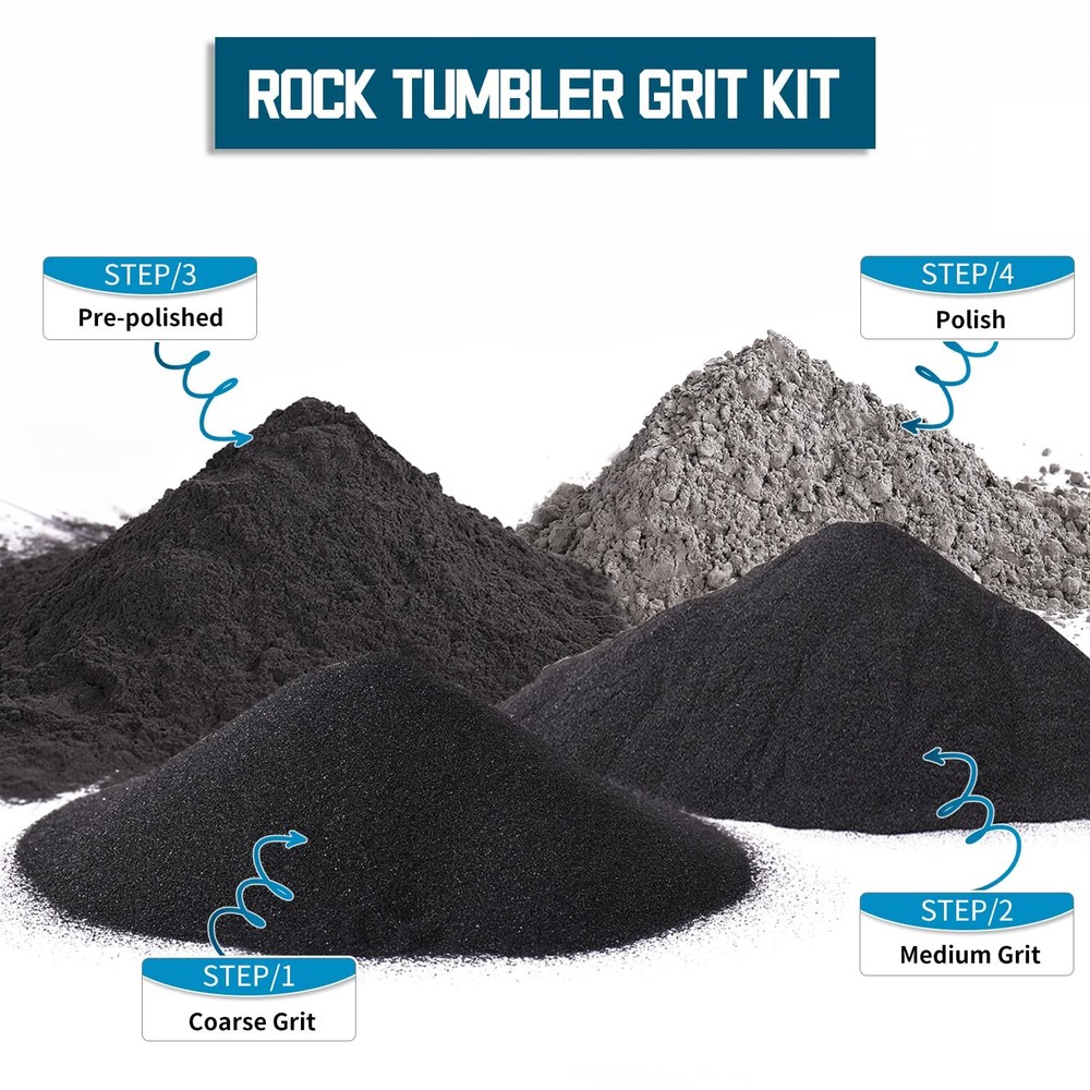 Rock Tumbler Grit Set, Polish Refill - 4 Basic Step...