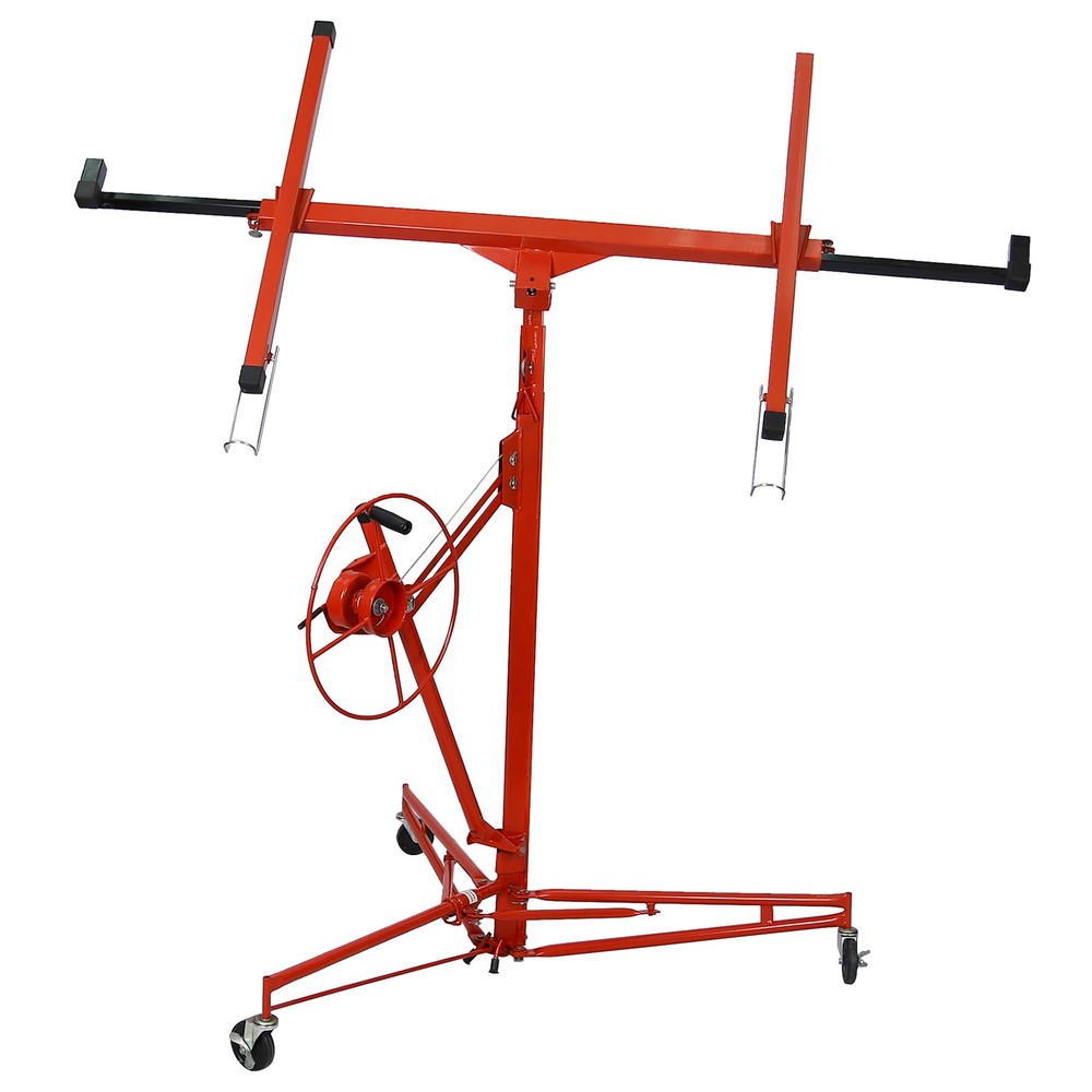 16 FT Drywall Rolling Lifter Panel Hoist Jack Lifter with 4" Lockable Wheels