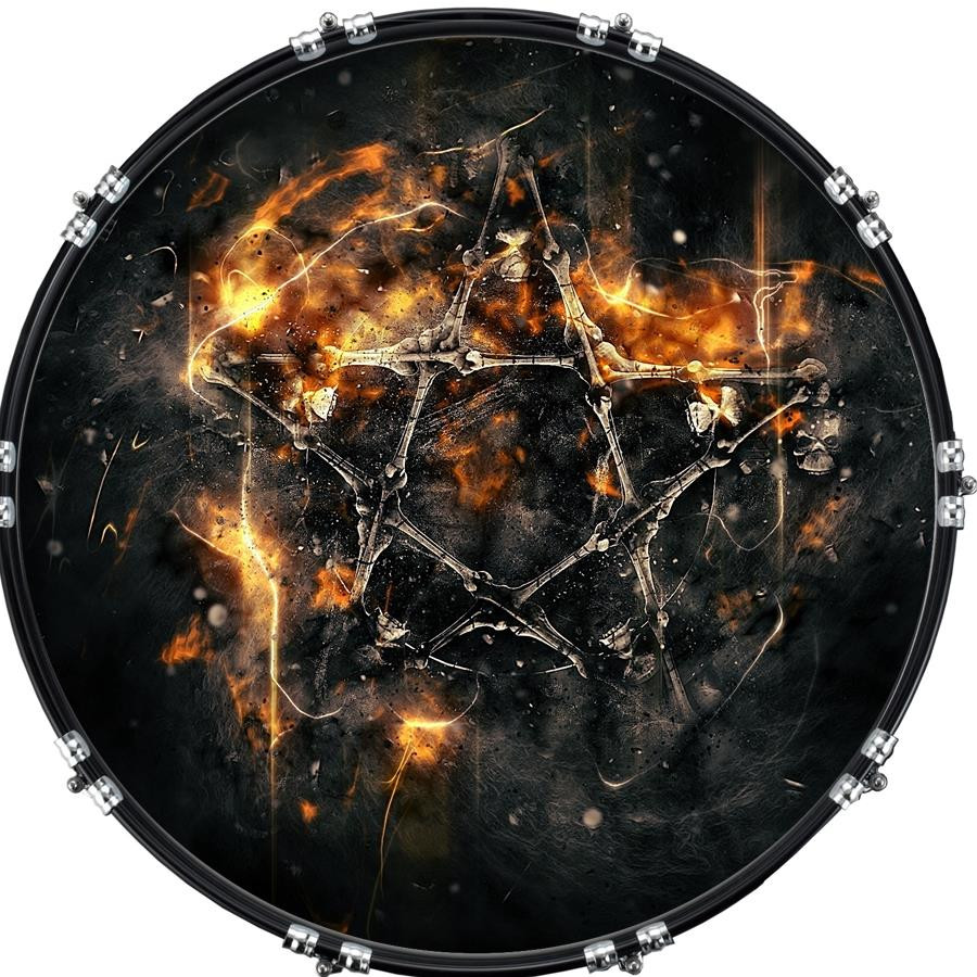 20" Custom Bass Kick Drum Front Head Graphic Graphical Pentagram Fantasy