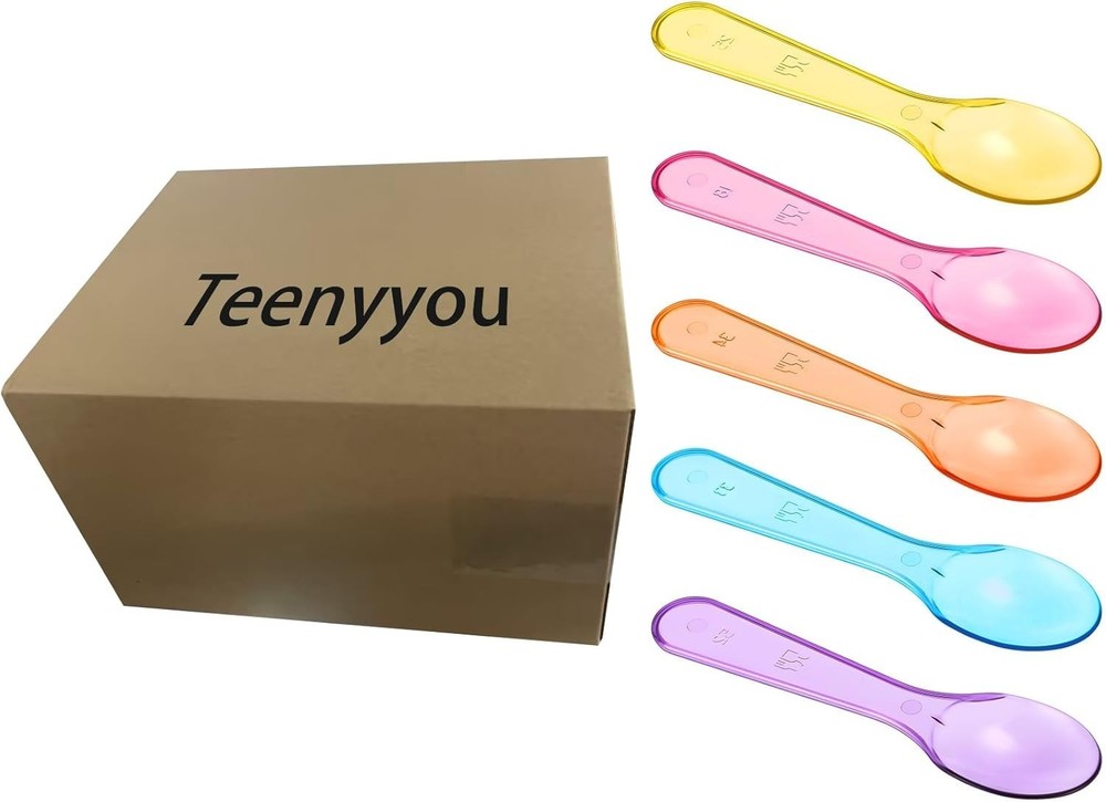 Colorful 3" Plastic Taster Spoons - Ideal for Ice Cream, Sauces & Sampling