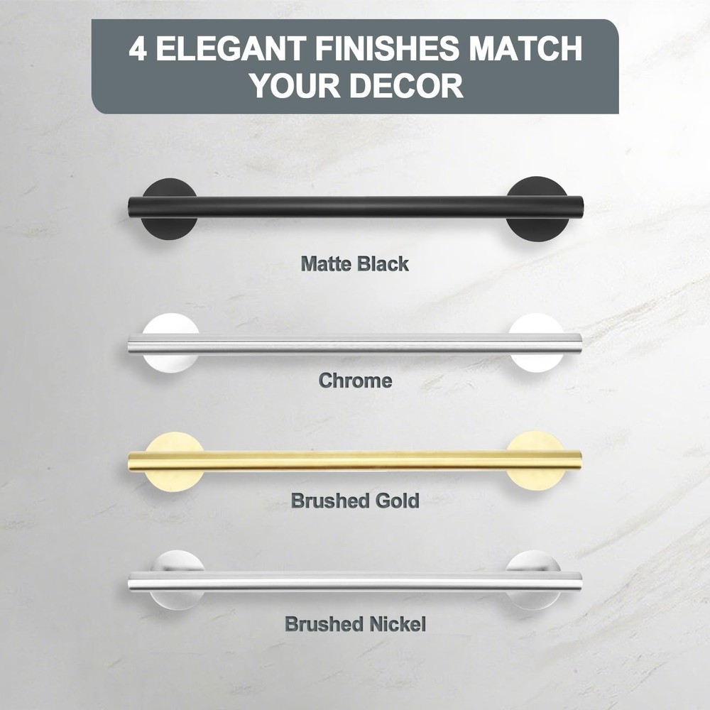Adhesive Command Strip Towel Rack for Bathroom,16" Chrome Rustproof Towel Hol...