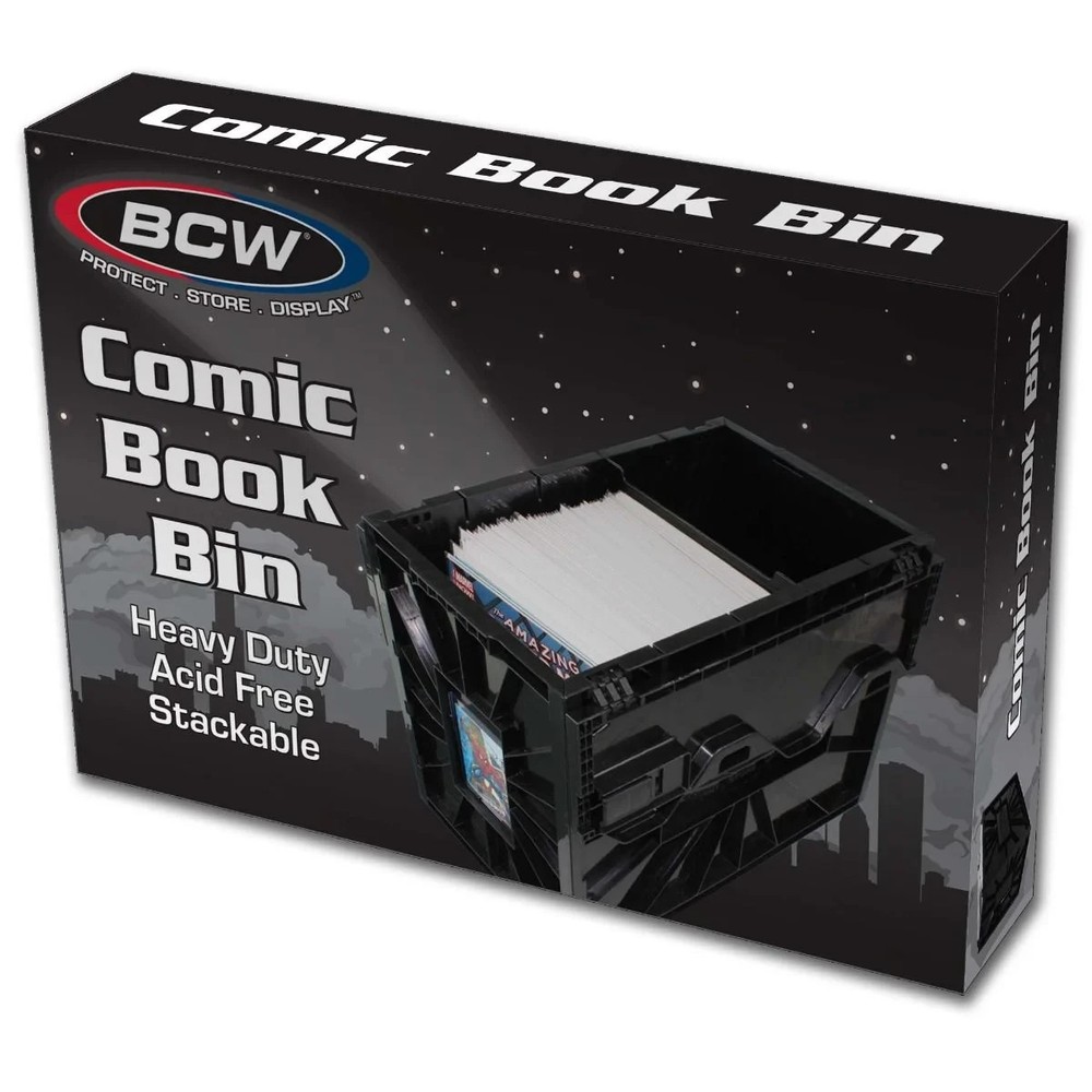 (5ct) BCW BLACK Short Comic Book Bin Heavy Duty Acid Free Plastic Stackable Box