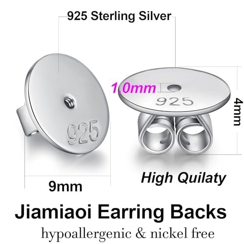Large Earring Backs Replacement Locking Earring Backs for Studs 925 Sterling