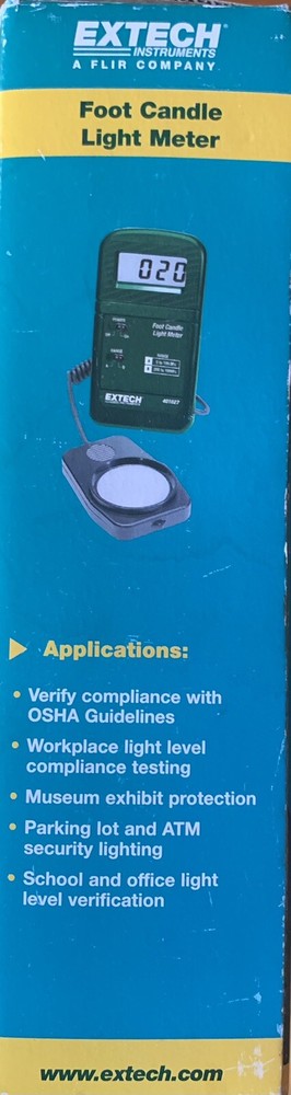 EXTECH 401027 FOOT CANDLE DIGITAL LIGHT METER 200FC 2,000FC FOR BASIC LIGHTING